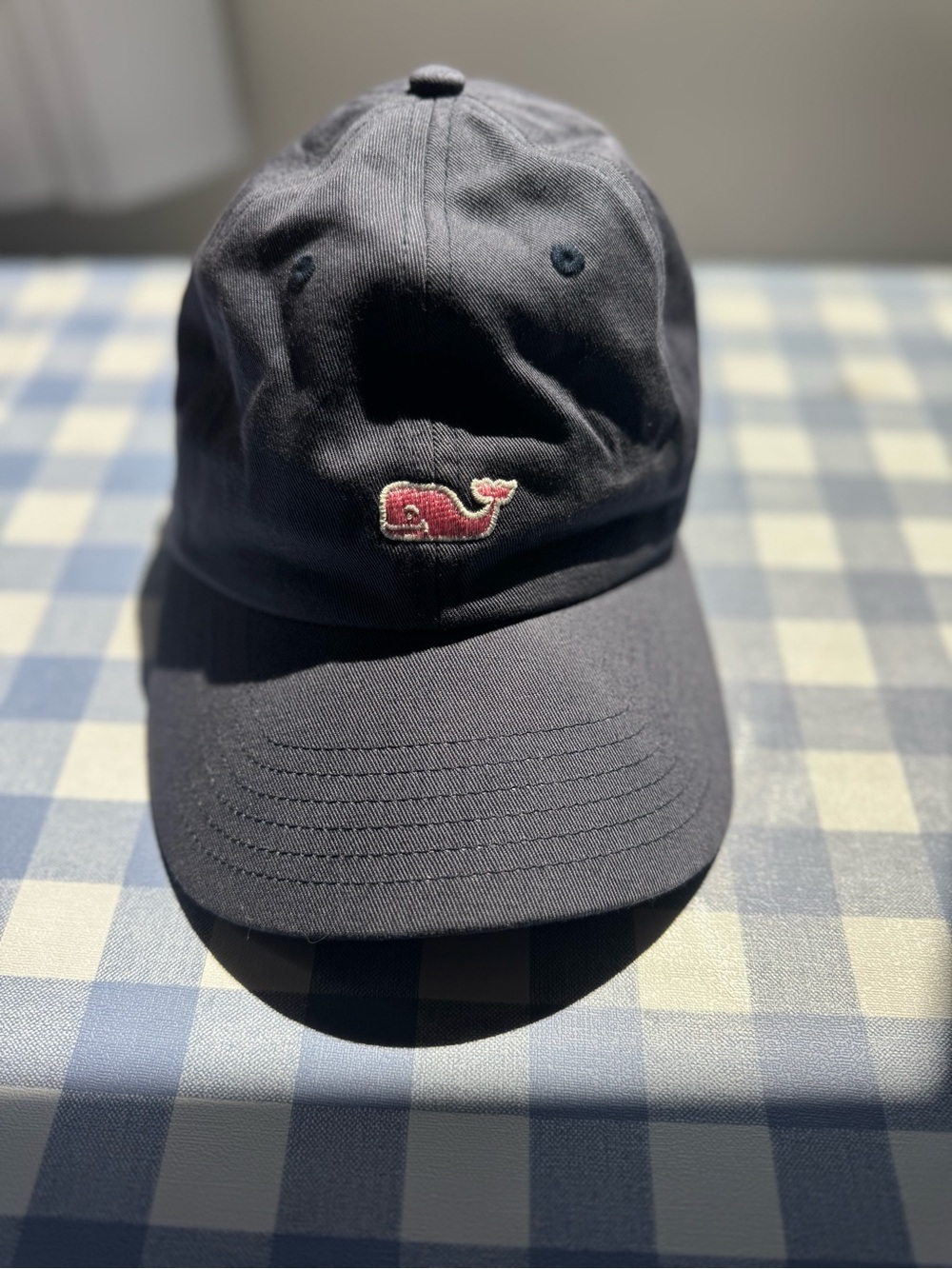 Vineyard Vines Navy Cap with Pink Whale Logo